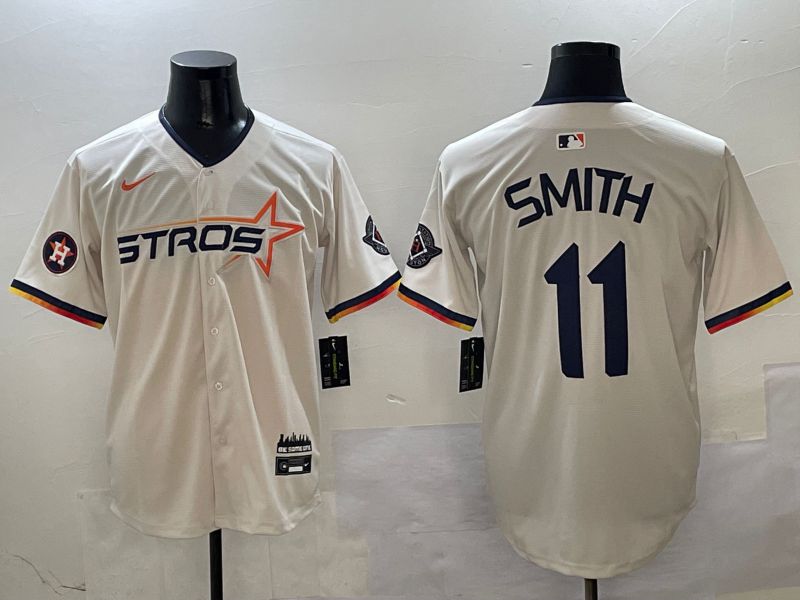 Men Houston Astros #11 Smith Cream three generations Joint Name Nike 2025 MLB Jersey style 5->houston astros->MLB Jersey